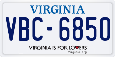 VA license plate VBC6850