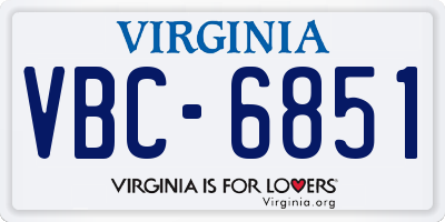 VA license plate VBC6851