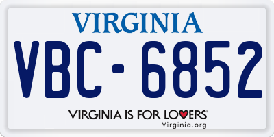 VA license plate VBC6852