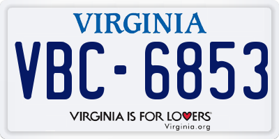 VA license plate VBC6853