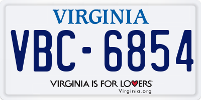 VA license plate VBC6854