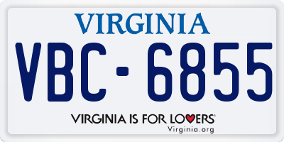 VA license plate VBC6855