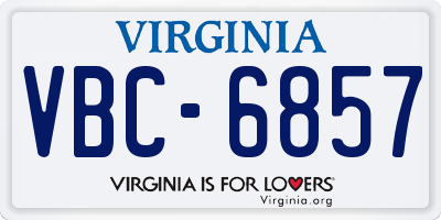 VA license plate VBC6857