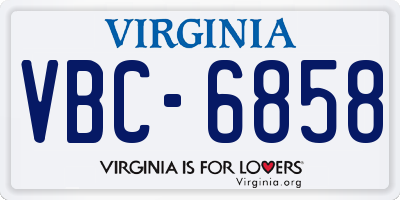 VA license plate VBC6858