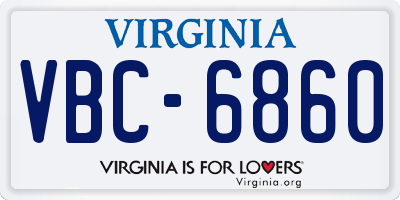 VA license plate VBC6860