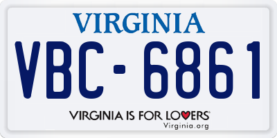 VA license plate VBC6861