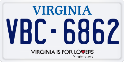 VA license plate VBC6862