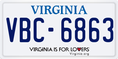 VA license plate VBC6863