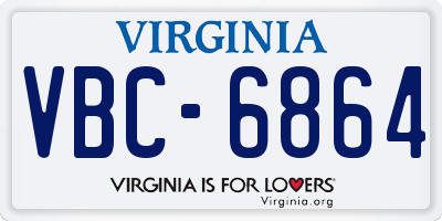 VA license plate VBC6864