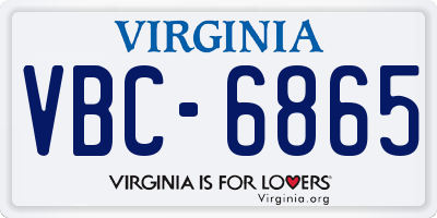 VA license plate VBC6865