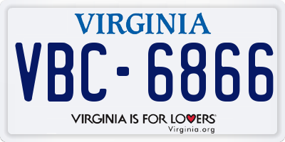 VA license plate VBC6866