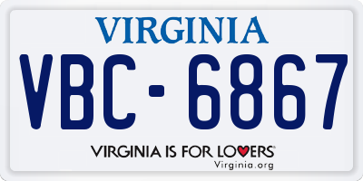 VA license plate VBC6867