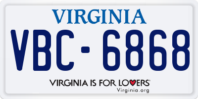 VA license plate VBC6868