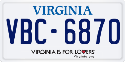 VA license plate VBC6870