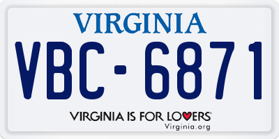 VA license plate VBC6871