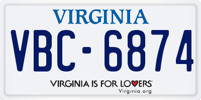 VA license plate VBC6874