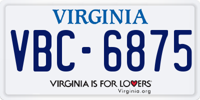 VA license plate VBC6875