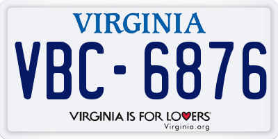 VA license plate VBC6876