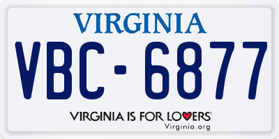 VA license plate VBC6877