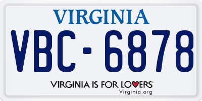VA license plate VBC6878