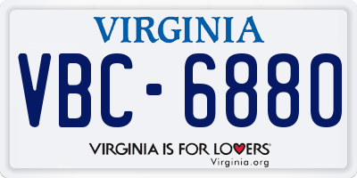 VA license plate VBC6880