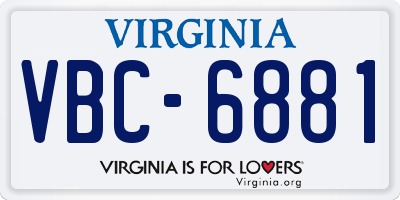 VA license plate VBC6881