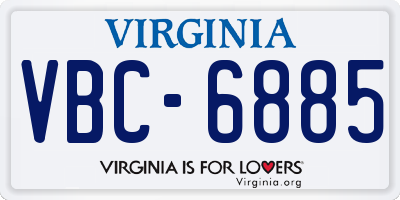 VA license plate VBC6885