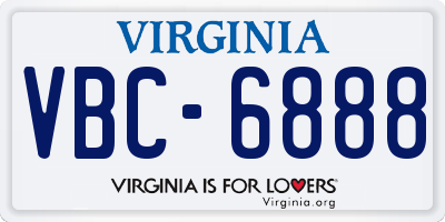 VA license plate VBC6888
