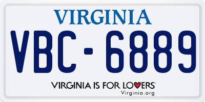 VA license plate VBC6889