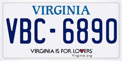 VA license plate VBC6890
