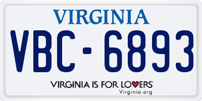 VA license plate VBC6893