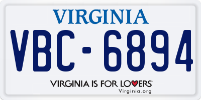 VA license plate VBC6894