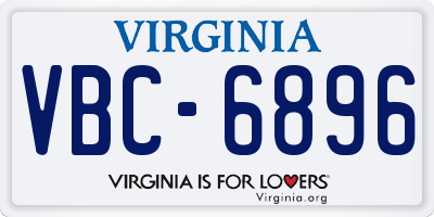 VA license plate VBC6896
