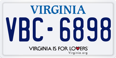 VA license plate VBC6898