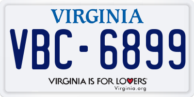 VA license plate VBC6899