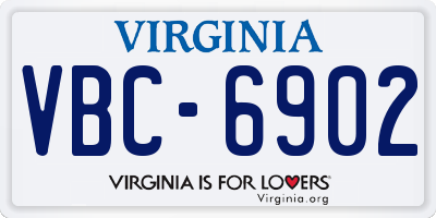 VA license plate VBC6902