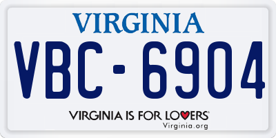 VA license plate VBC6904