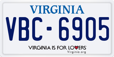 VA license plate VBC6905