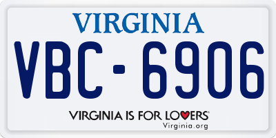 VA license plate VBC6906