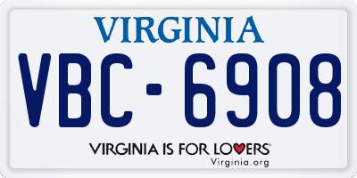 VA license plate VBC6908