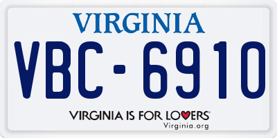 VA license plate VBC6910