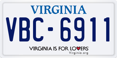 VA license plate VBC6911