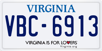 VA license plate VBC6913