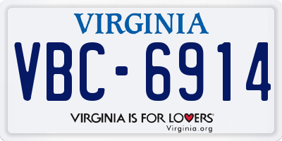 VA license plate VBC6914