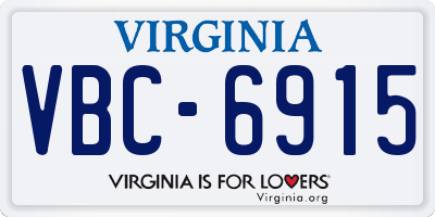 VA license plate VBC6915