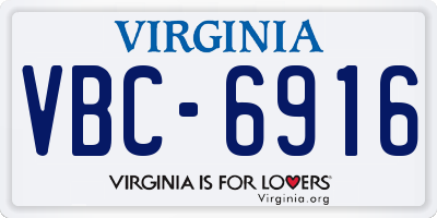 VA license plate VBC6916