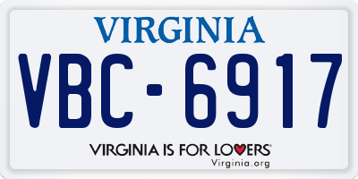 VA license plate VBC6917