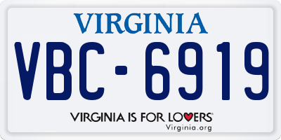 VA license plate VBC6919