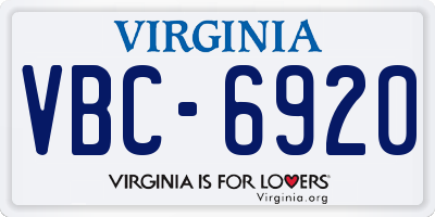 VA license plate VBC6920