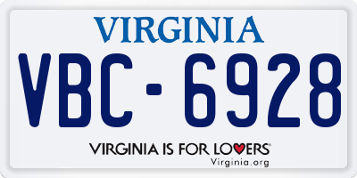 VA license plate VBC6928
